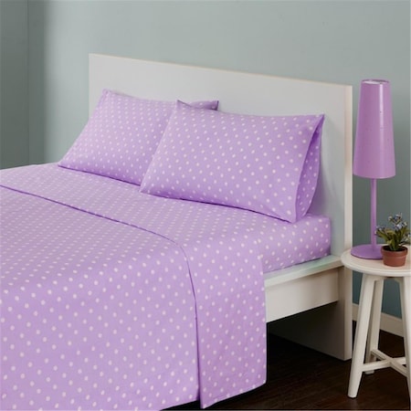 Mi Zone Polka Dot Cotton Sheet Set, Full, Purple MZ20-419